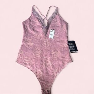 Express Women’s Bodysuit in Soft flower Pink Lace